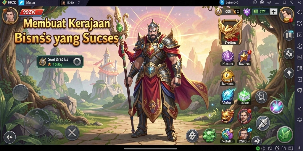Tampilan gameplay seru di 99ZK dengan manajemen bisnis yang intens.