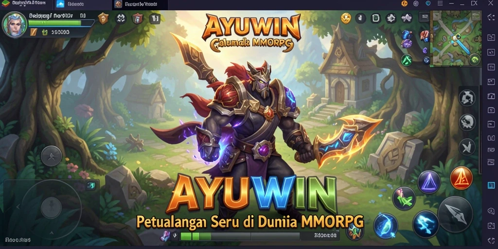 Screenshot AYUWIN menampilkan karakter beraksi dalam pertempuran seru di dunia MMORPG.