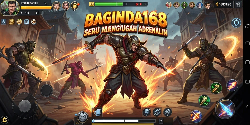 Screenshot gameplay seru dari BAGINDA168 yang menunjukkan aksi pertarungan.
