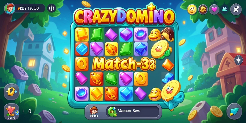 Gameplay seru CRAZYDOMINO yang penuh strategi Match-3.