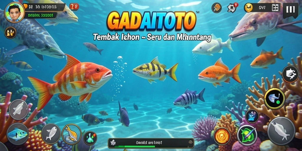 Tampilan gameplay seru Tembak Ikan GADAITOTO yang penuh warna.