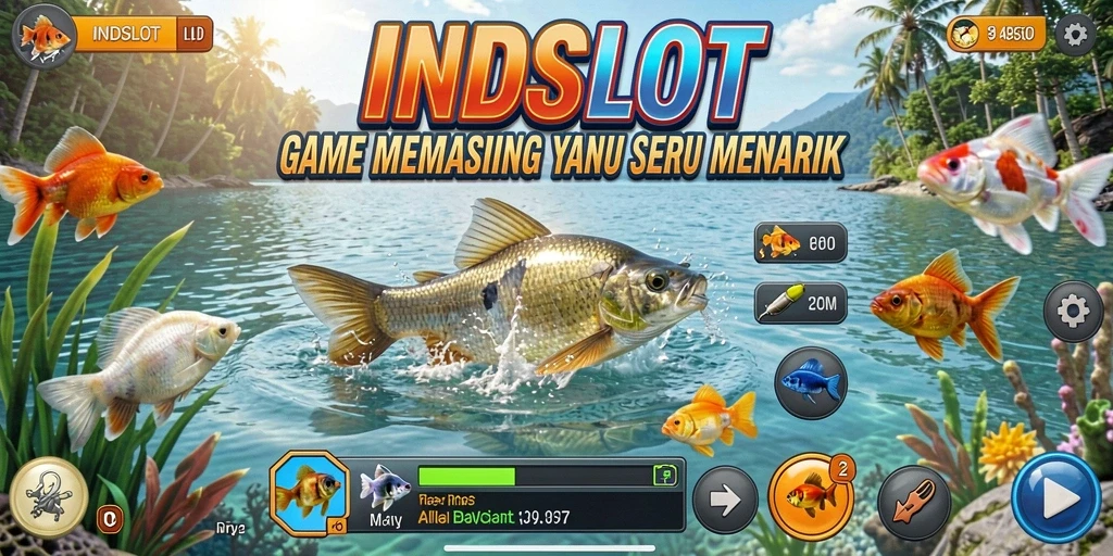 Tangkapan layar dari gameplay memancing yang menegangkan dalam INDSLOT.