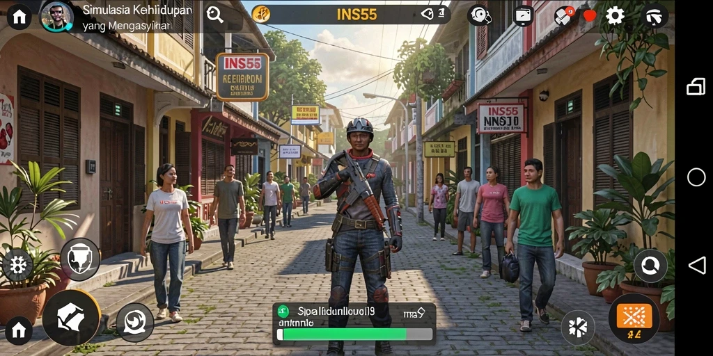 Tangkapan layar menampilkan karakter dalam gameplay Simulation yang memukau.