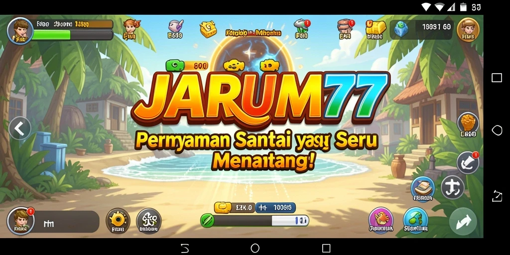 Screenshot gameplay JARUM77 dengan grafis cerah dan tantangan seru.