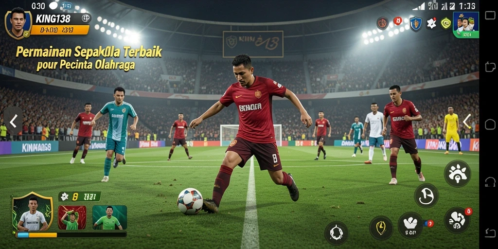 Tampilan gameplay <strong>KING138</strong> yang memukau dan nyata saat pertandingan sepak bola.