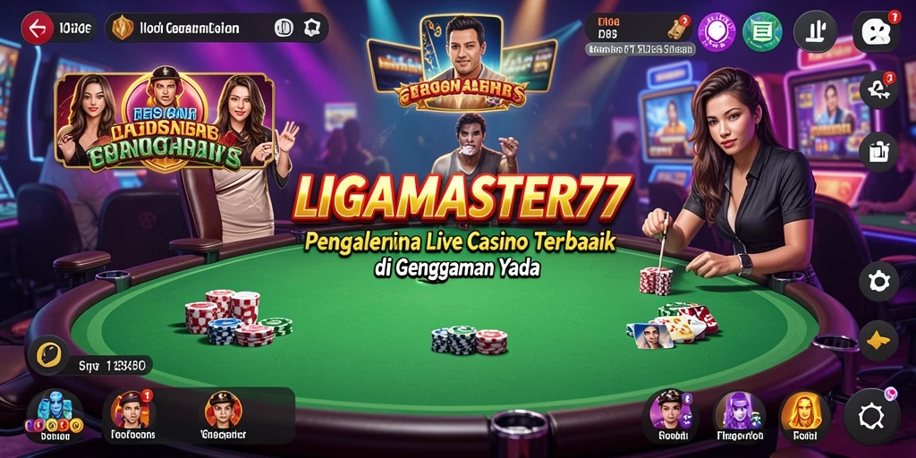 Screenshot gameplay yang menampilkan dealer langsung dan interaksi pemain.