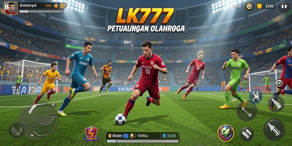 Screenshot LK777 menampilkan aksi seru di lapangan olahraga.