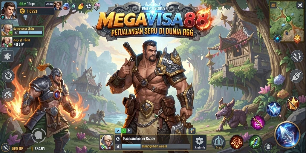 Tangkapan layar MEGAVISA88 menunjukkan aksi pertarungan yang seru dan dunia RPG yang menakjubkan.