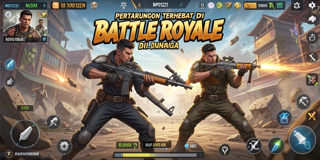 Screenshot MPO1221 menampilkan aksi intens dalam pertarungan Battle Royale.