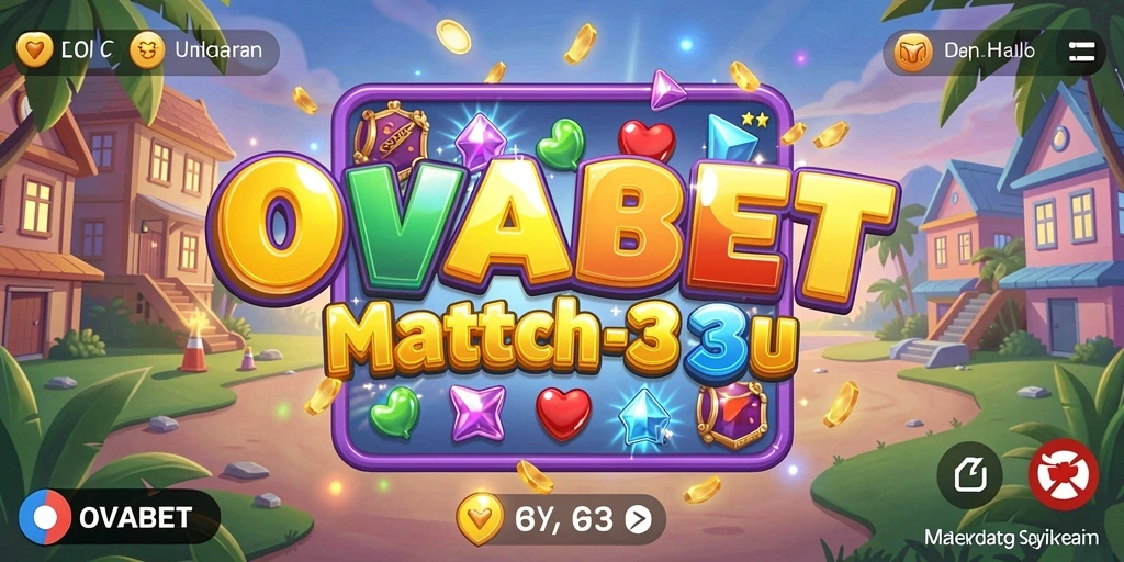 Tampilan gameplay OVABET dengan kombinasi warna-warni dalam gameplay Match-3.