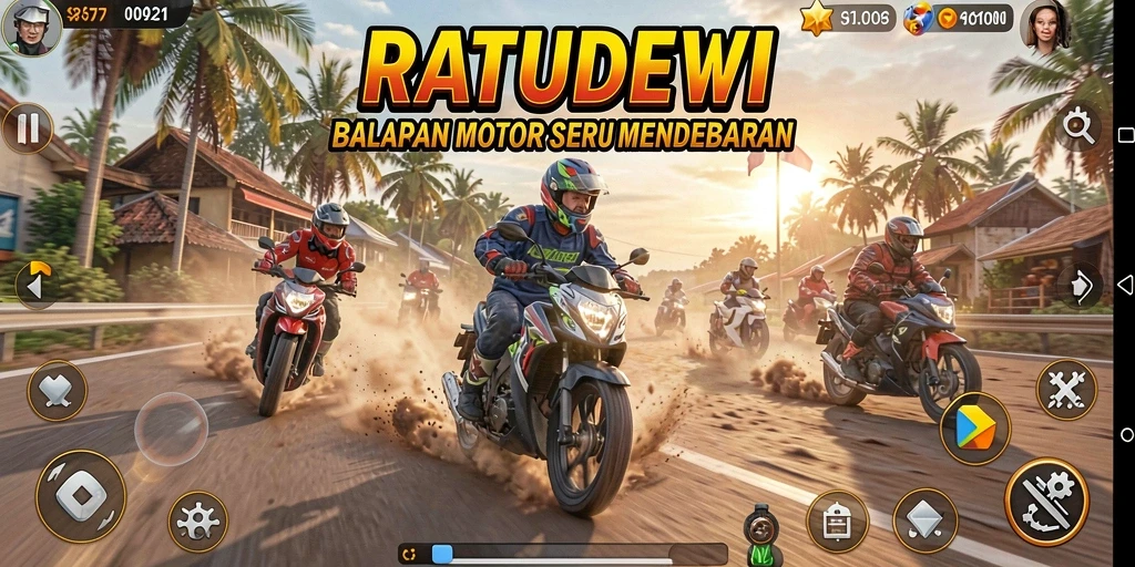 Gameplay menegangkan dengan balapan motor yang cepat.