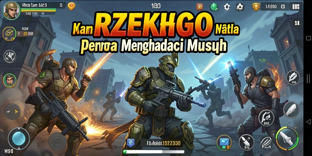 Tampilan gameplay menarik dari REZEKIGO yang menampilkan pertahanan menara melawan gelombang musuh.