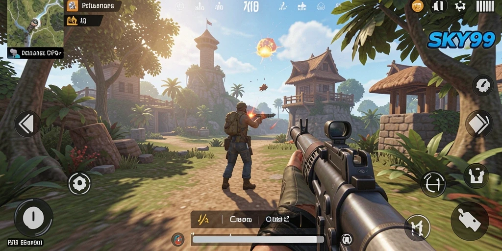 Tampilan menarik dari gameplay TPS dalam SKY99 yang mendebarkan.