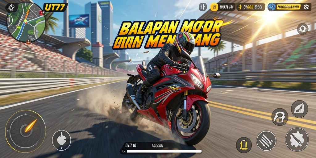Tampilan gameplay UT77 yang seru dan mendebarkan di lintasan balap.