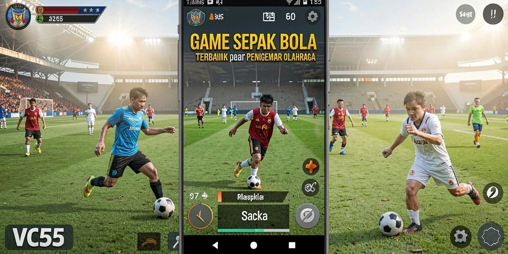 Tampilan gameplay VC55 yang menarik dan penuh aksi sepak bola.