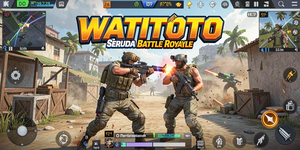 Screeshot menampilkan aksi menegangkan dalam game Battle Royale WATITOTO.